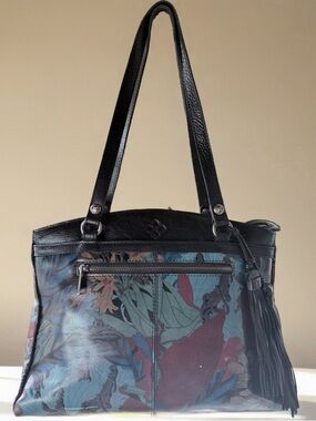 PATRICIA NASH Poppy Blue Forest Collection Leather Tote Bag